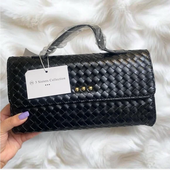 PrettySimple Black Woven Handbag - Picture 2 of 5